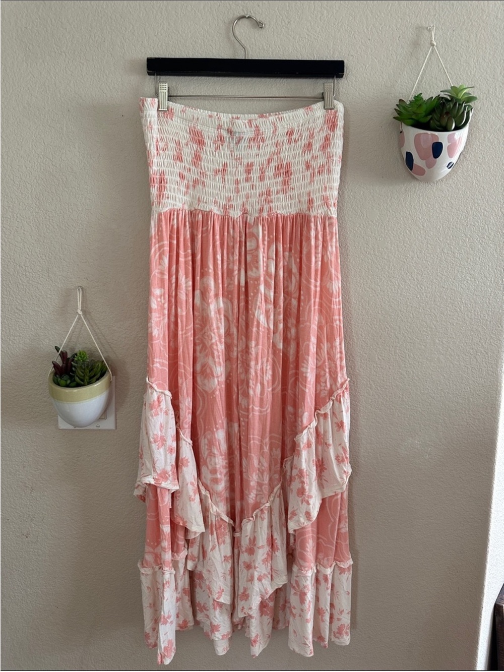 Torrid Strapless Smocked Tier Ruffle Floral Super Soft Midi Dress 0 Large XL